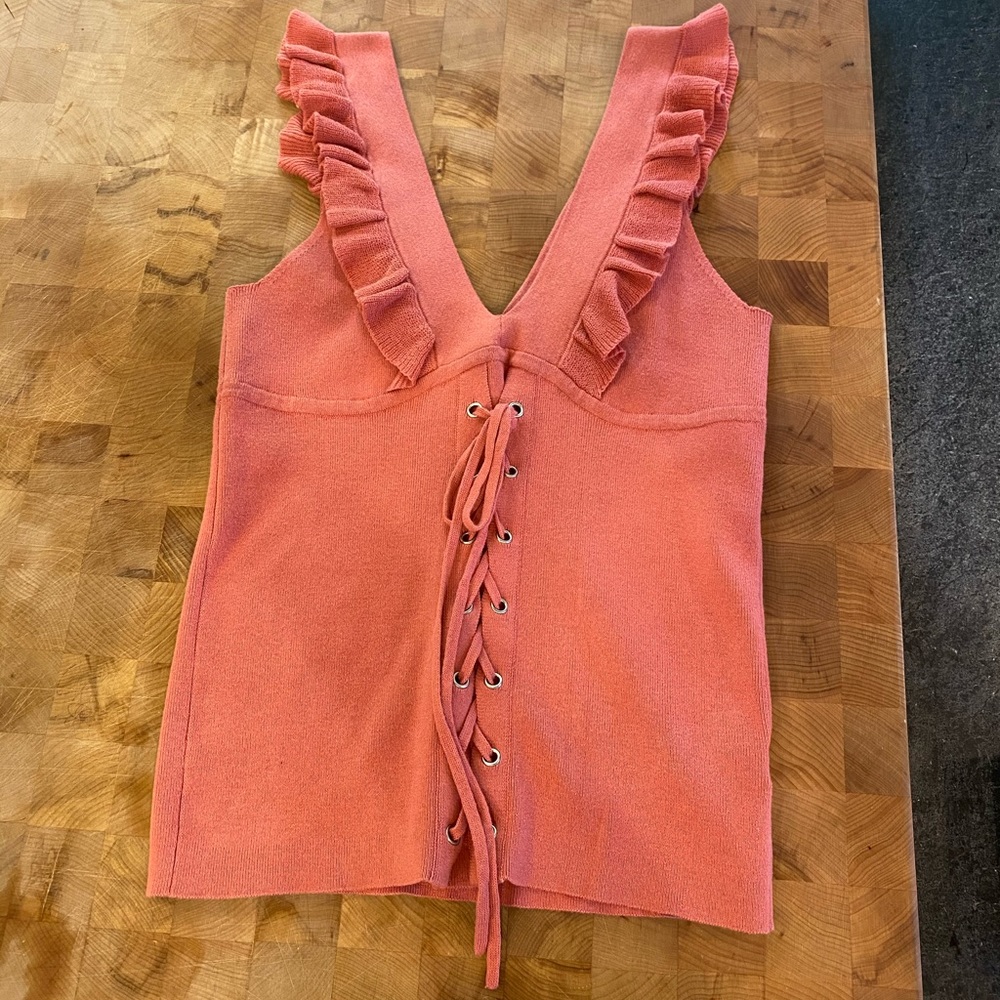 Express knit lace up top